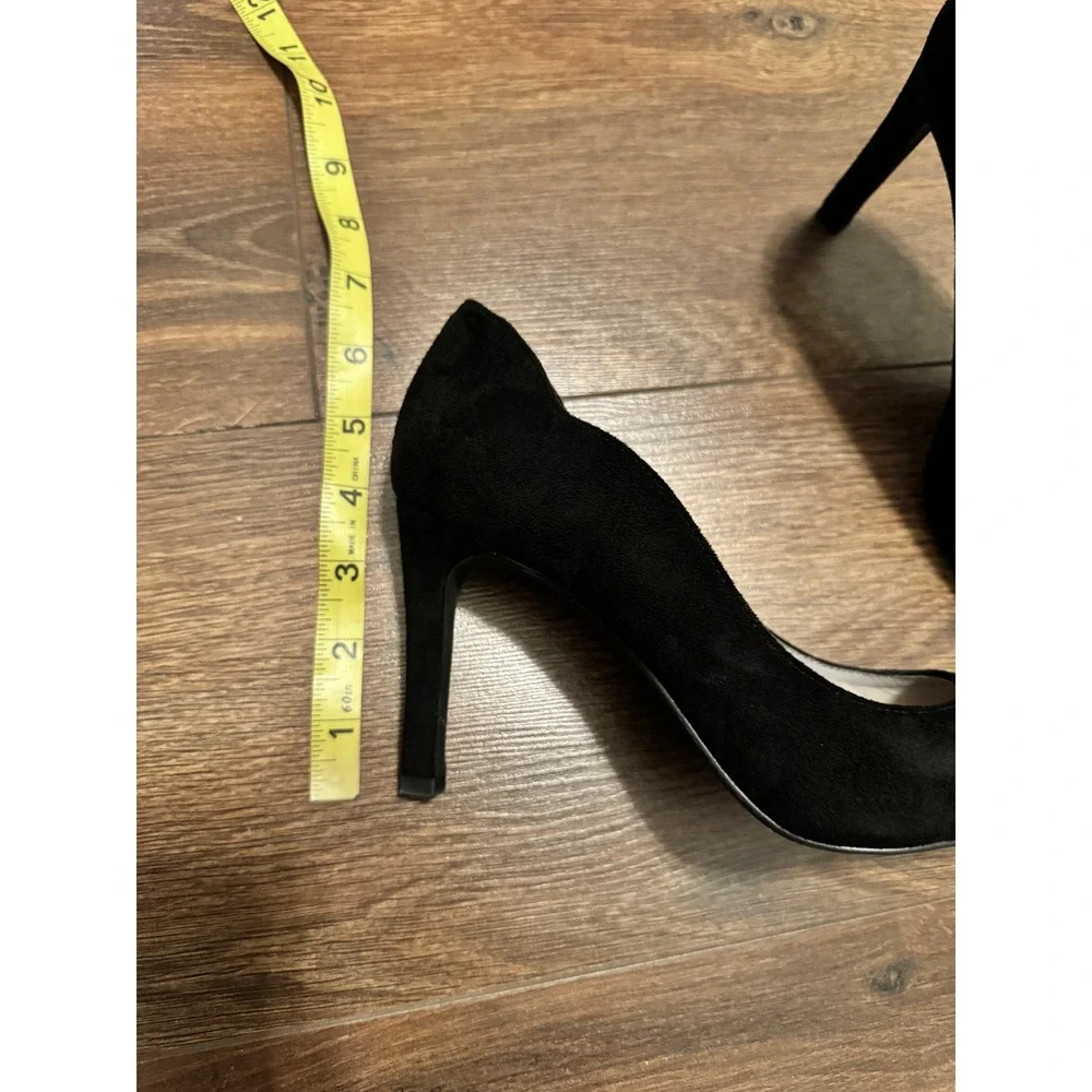 French Connection Black Vegan Suede Pointed Toe Pumps Stiletto Heels Womens 8